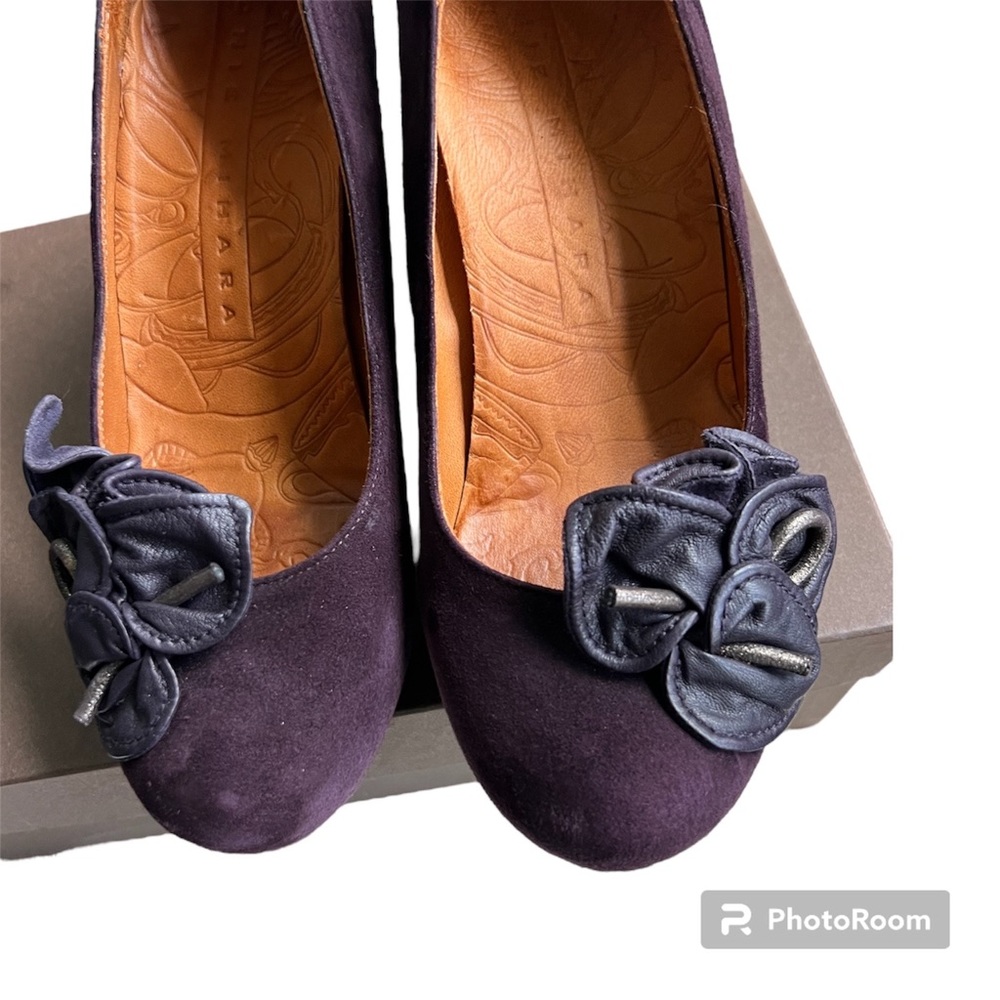 Chie Mihara Florena Platform Pump Floral Bow Grape heels $438 EU 39 US 9.5 - Picture 3 of 10
